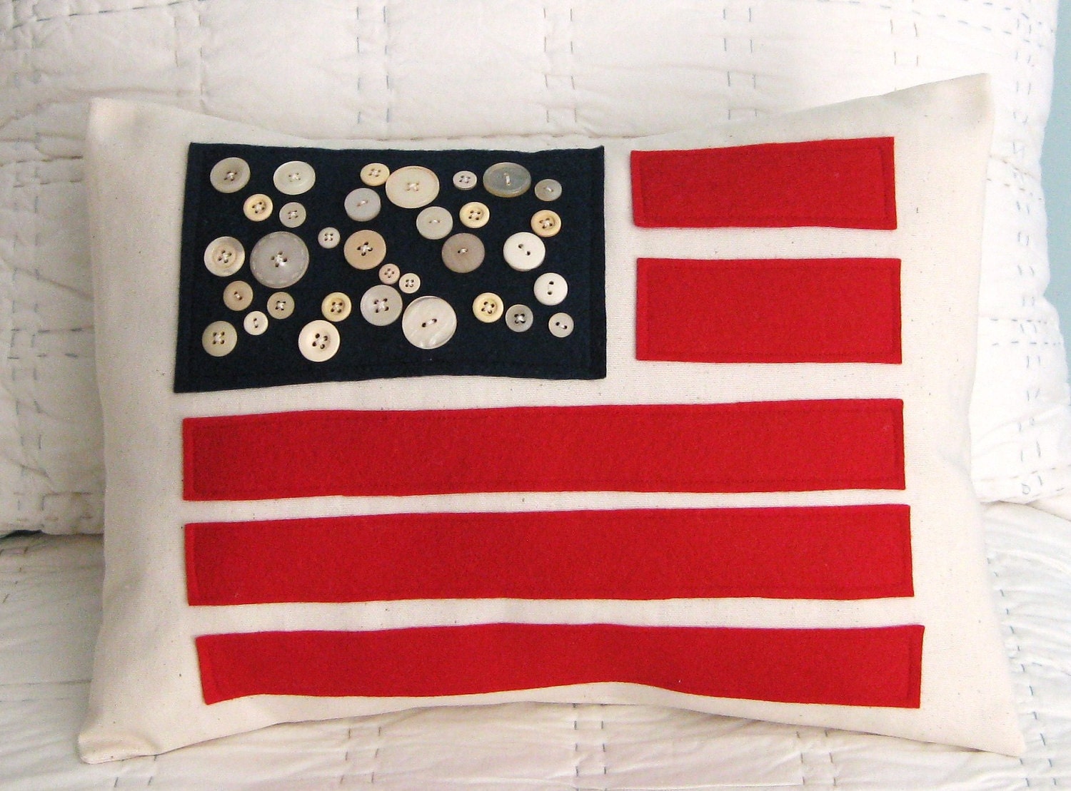 Folk Art American Flag Pillow Cover