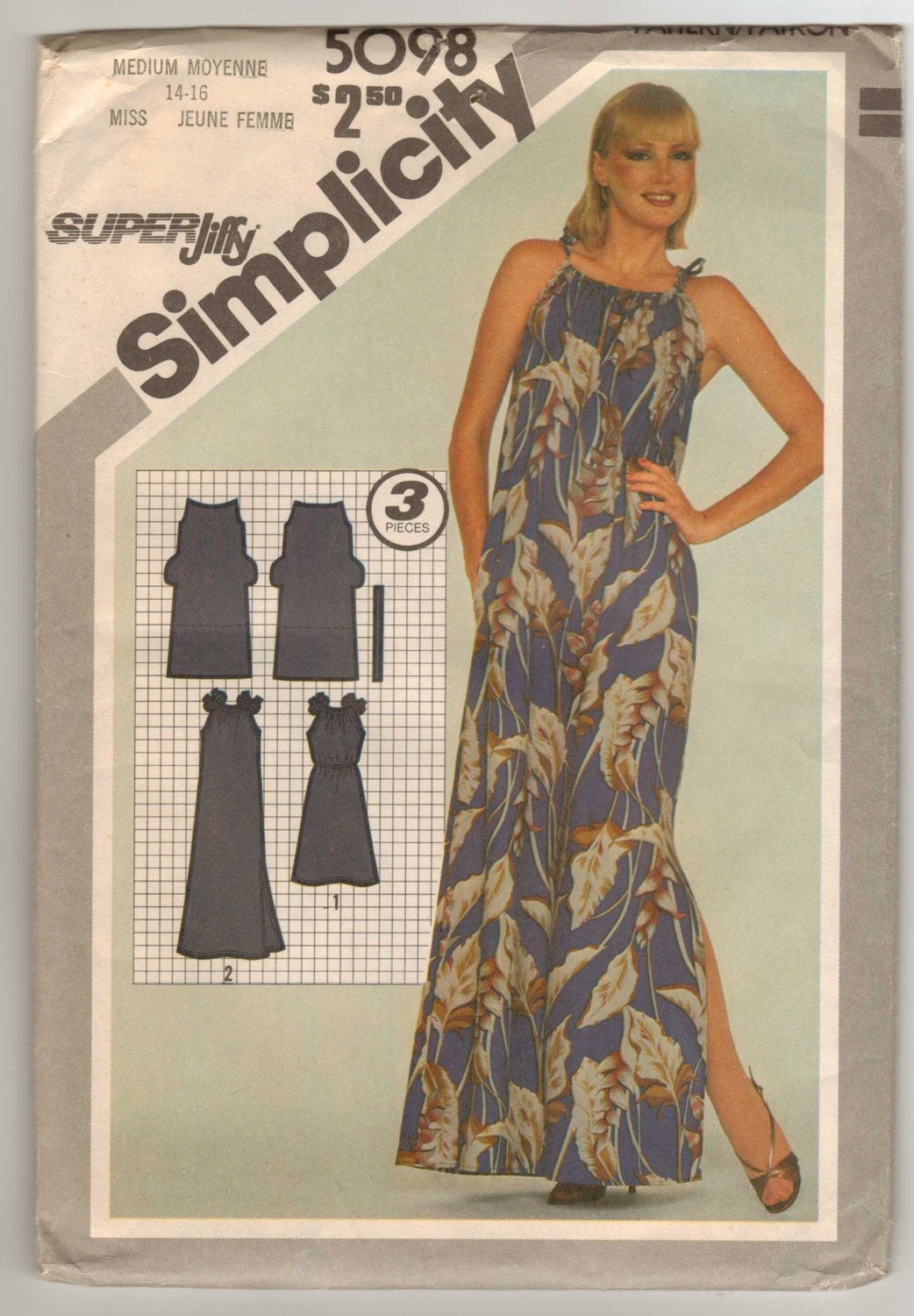 1981 Simplicity Jiffy Pattern 5098 Pullover Dress 2 Lengths Sizes 14-16