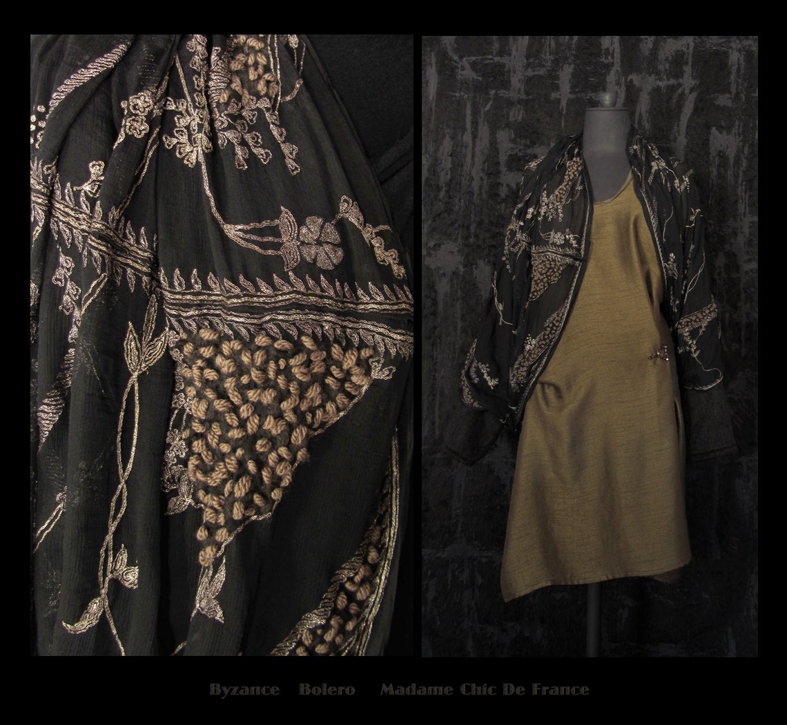 Luxurious Draped Bolero Stole Shawl , Wearable Art , Hippie Chic , One Of A Kind , Free Size S/M/L , US 8/10/12/14/16/18