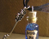 Alice in Wonderland - Blue Drink Me Vial with Skeleton Key