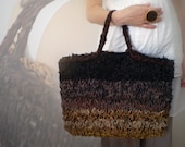 Brown knitted leather tote bag