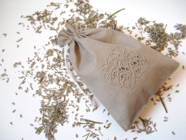 Lavender Sachet, Handmade Embroidery Pouch, Hand stitched, Cotton Bag, Valentine day gifts, Flower