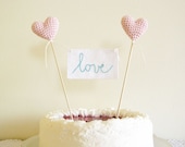Pink Wedding Cake Topper with Love Sign by Cherrytime on Etsy