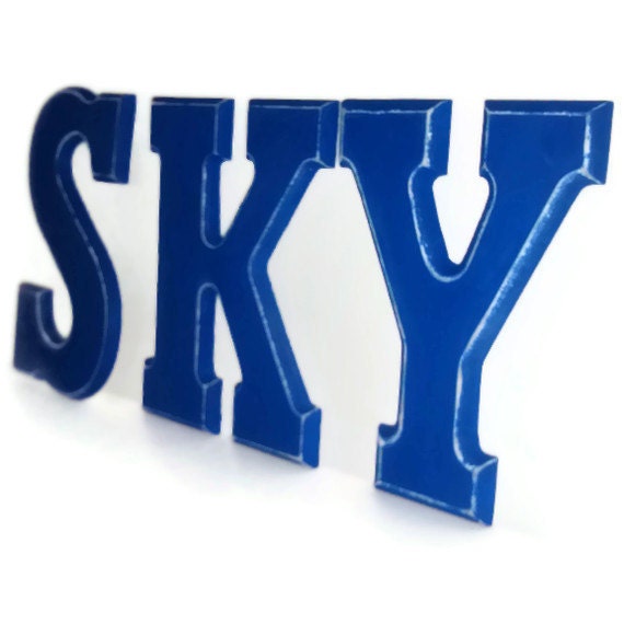 Blue Wood Wall Letters