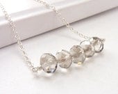 Crystal Sterling Carrie Necklace Faux Diamond Palest Gray