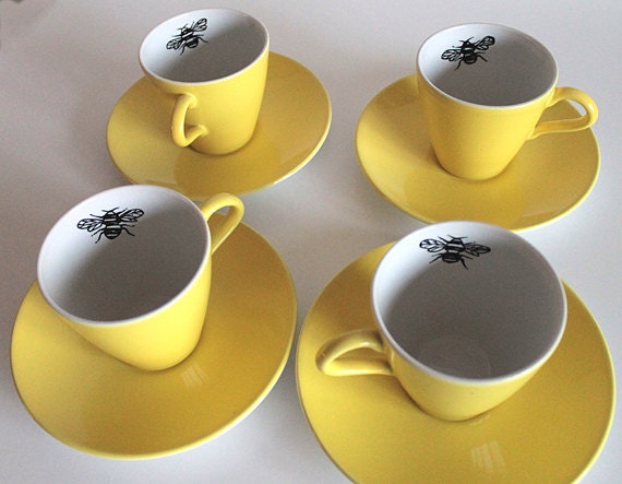 Queen Bee teacups and saucers