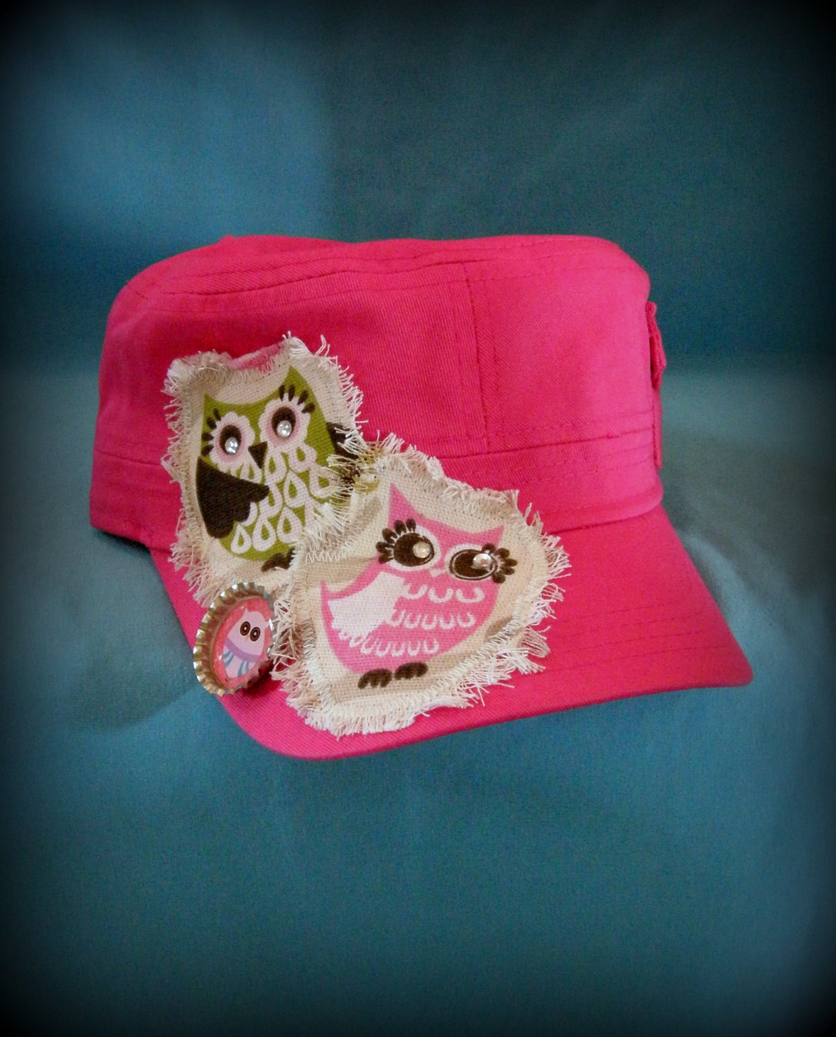 Ladies Pink Cadet Cap with Owls and added embellishments for great style and bling.