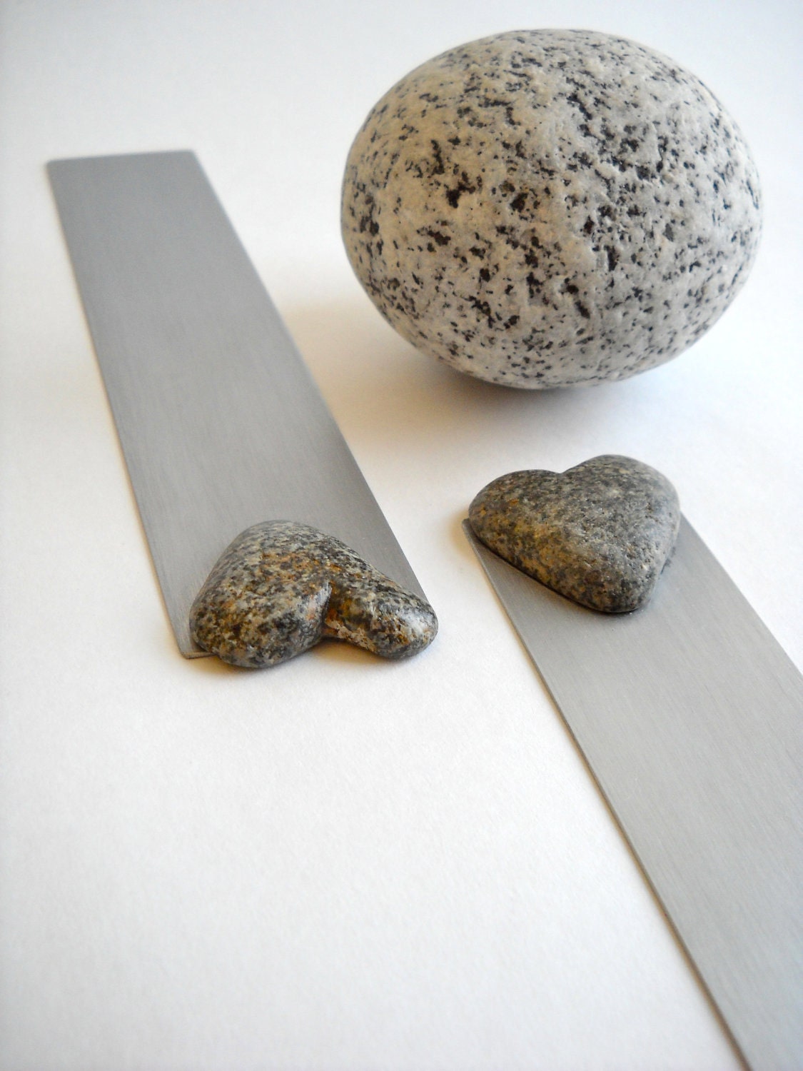 Heart shaped Beach Stones Bookmark Pair for Couples