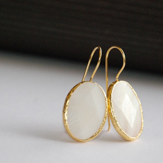 Mother Of Pearl Oval Earrings