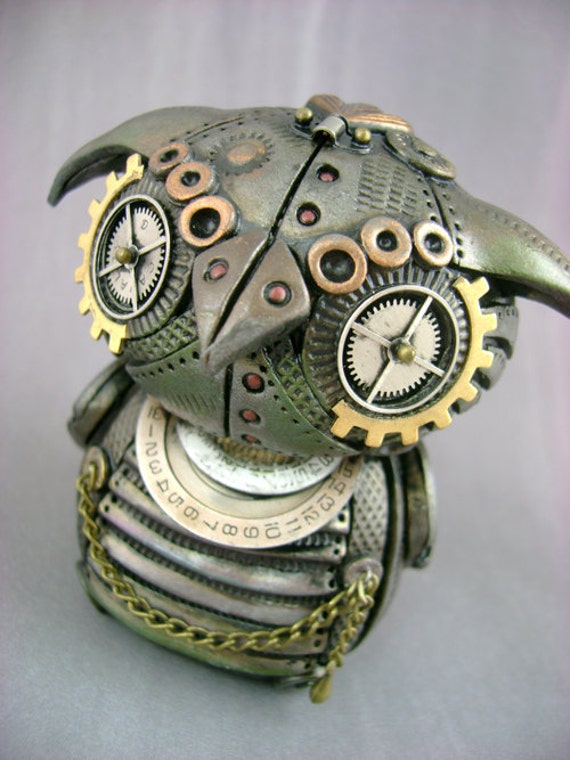 MechOwlie - Fully Customizable - Freestanding Industrial Steampunk Owl Sculpture
