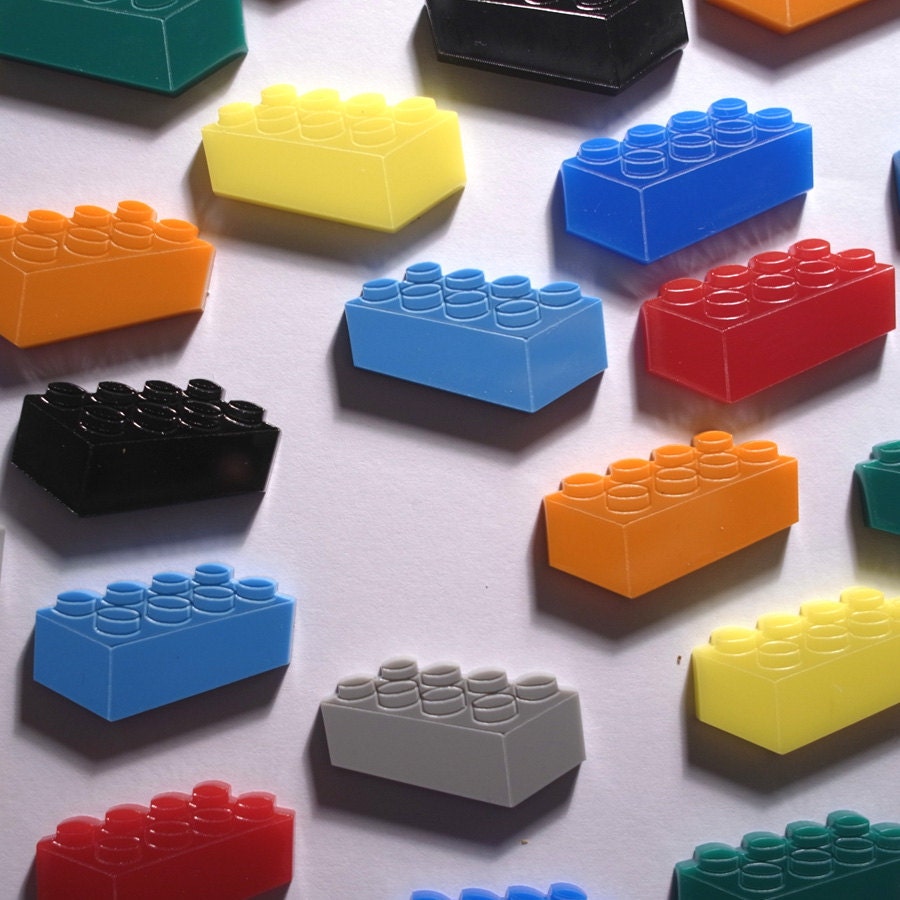 LEGO blocks -Laser cut acrylic brooch