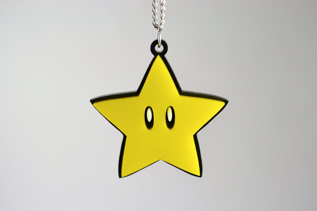 Mario Power Star Necklace - Laser Cut Acrylic Gaming Necklace