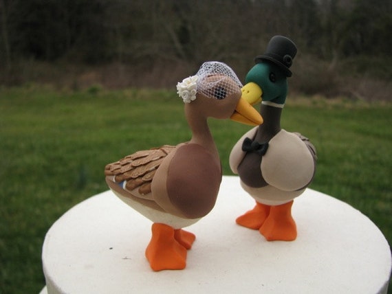 custom Mallard Duck wedding cake topper
