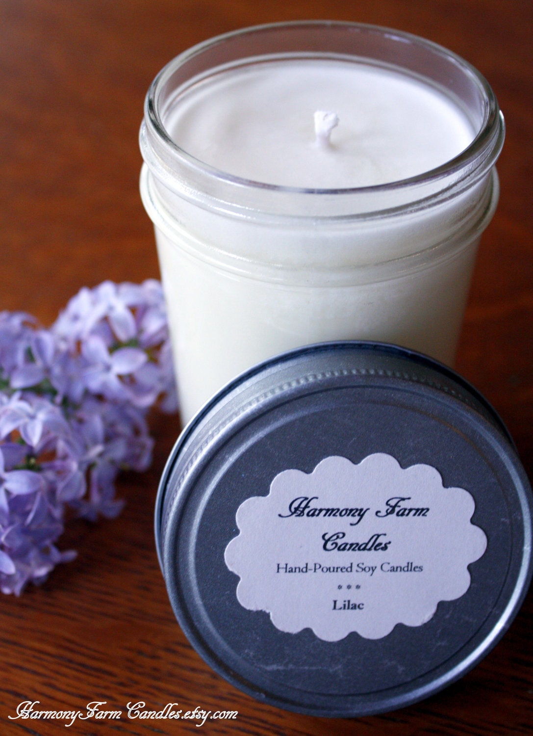 Lilac Soy Wax Candle in 8 oz. Jelly Jar